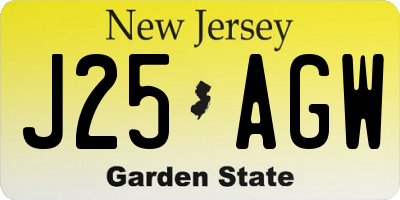 NJ license plate J25AGW