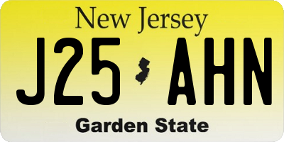 NJ license plate J25AHN