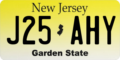 NJ license plate J25AHY