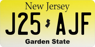 NJ license plate J25AJF