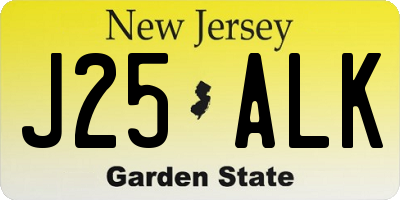 NJ license plate J25ALK