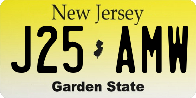 NJ license plate J25AMW