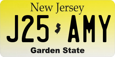 NJ license plate J25AMY