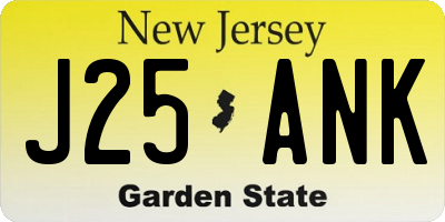 NJ license plate J25ANK
