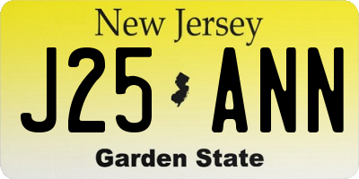 NJ license plate J25ANN