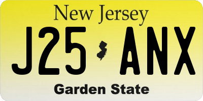 NJ license plate J25ANX