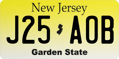 NJ license plate J25AOB