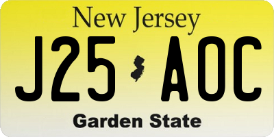 NJ license plate J25AOC