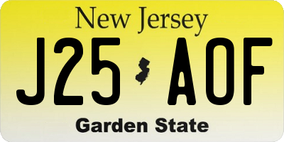 NJ license plate J25AOF