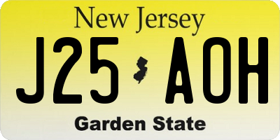 NJ license plate J25AOH