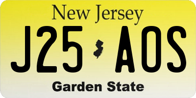 NJ license plate J25AOS
