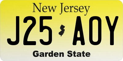 NJ license plate J25AOY