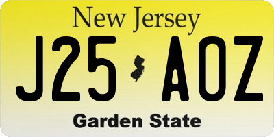 NJ license plate J25AOZ