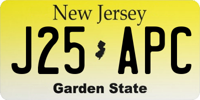 NJ license plate J25APC