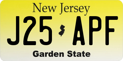 NJ license plate J25APF