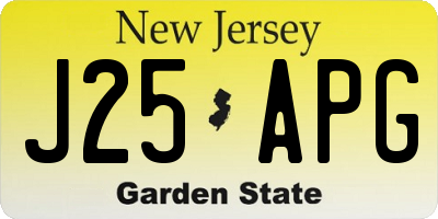 NJ license plate J25APG