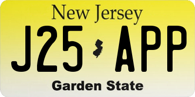 NJ license plate J25APP