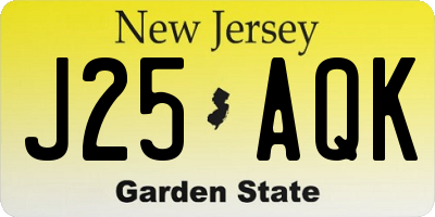 NJ license plate J25AQK