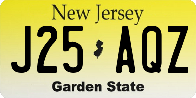 NJ license plate J25AQZ