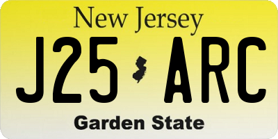 NJ license plate J25ARC