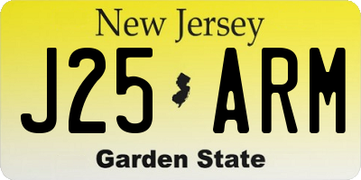 NJ license plate J25ARM