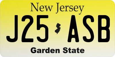 NJ license plate J25ASB