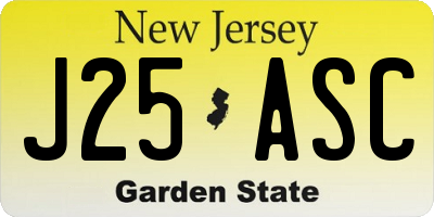 NJ license plate J25ASC