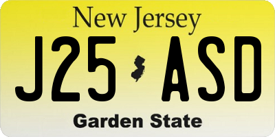 NJ license plate J25ASD
