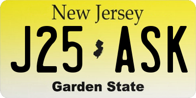NJ license plate J25ASK