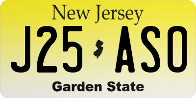 NJ license plate J25ASO