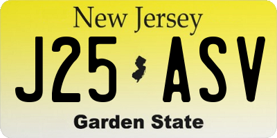 NJ license plate J25ASV