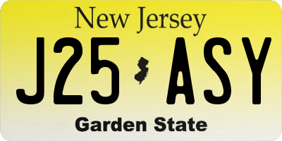 NJ license plate J25ASY