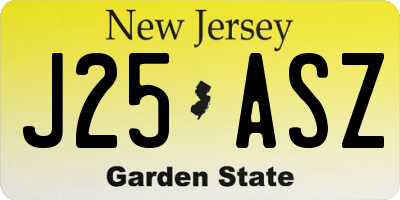 NJ license plate J25ASZ
