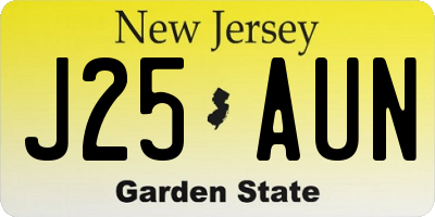 NJ license plate J25AUN