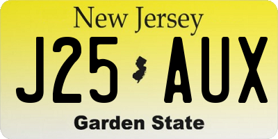 NJ license plate J25AUX