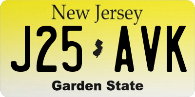 NJ license plate J25AVK