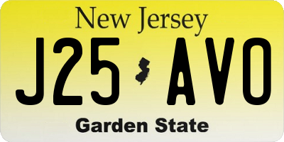 NJ license plate J25AVO