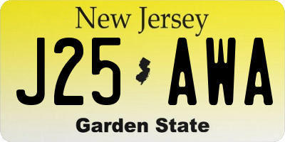 NJ license plate J25AWA
