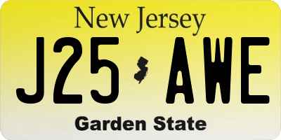 NJ license plate J25AWE
