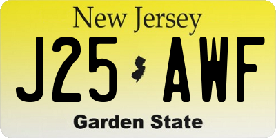 NJ license plate J25AWF