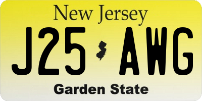 NJ license plate J25AWG