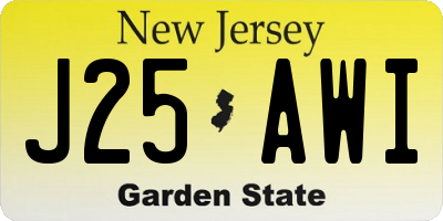 NJ license plate J25AWI