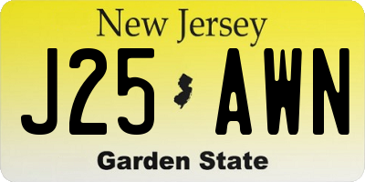 NJ license plate J25AWN