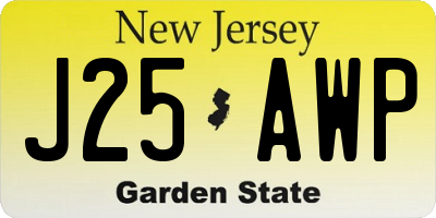 NJ license plate J25AWP