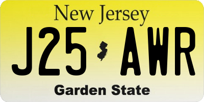 NJ license plate J25AWR