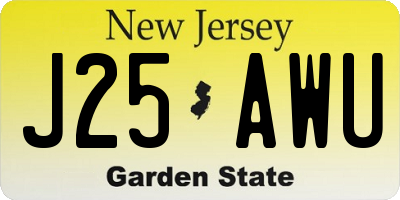 NJ license plate J25AWU