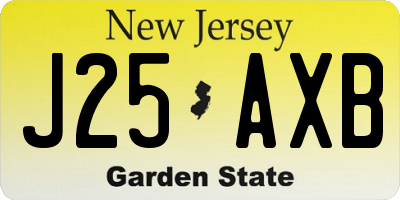 NJ license plate J25AXB