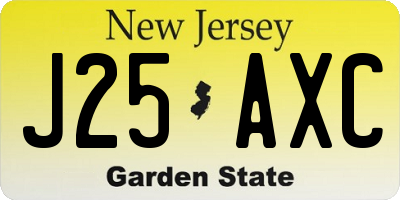 NJ license plate J25AXC