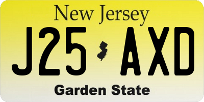 NJ license plate J25AXD