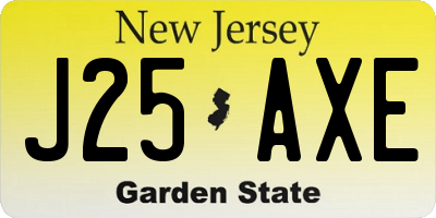NJ license plate J25AXE